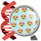 dna + faccina con sorriso e occhi a cuore
