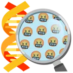 dna + faccina con simboli sulla bocca