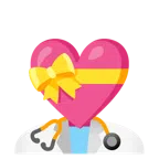 stetoscopio + cuore con fiocco