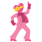 Discokugel + Herz mit Schleife
