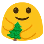 persone che si abbracciano + albero sempreverde