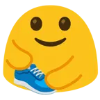 persone che si abbracciano + scarpa sportiva