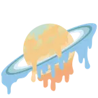 melting face + ringed planet