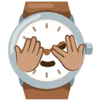faccina che sbircia tra le dita + orologio