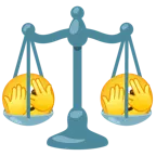 faccina che sbircia tra le dita + bilancia a doppio piatto