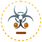 faccina tratteggiata + simbolo del rischio biologico