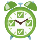 alarm clock + check mark button