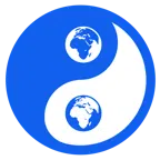 yin yang + globe showing Europe-Africa