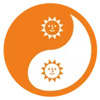 yin yang + sun with face