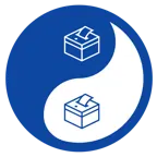 yin yang + ballot box with ballot