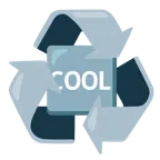 recycling symbol + COOL button