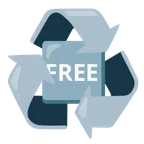 recycling symbol + FREE button