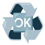 recycling symbol + OK button