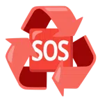 recycling symbol + SOS button