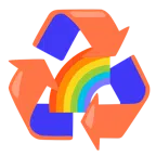 recycling symbol + rainbow