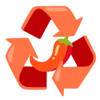 recycling symbol + hot pepper