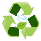 recycling symbol + leaf fluttering in wind