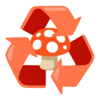 recycling symbol + mushroom