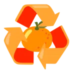 recycling symbol + tangerine