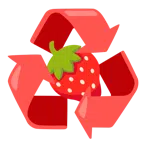 recycling symbol + strawberry