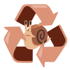 recycling symbol + snail