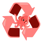 recycling symbol + octopus
