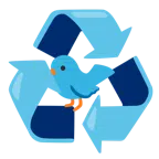 recycling symbol + bird