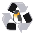 recycling symbol + penguin