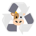 recycling symbol + cow face