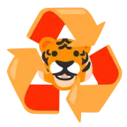 recycling symbol + tiger face