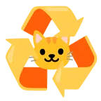recycling symbol + cat face