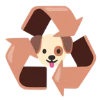 recycling symbol + dog face