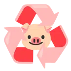 recycling symbol + pig face