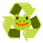 recycling symbol + frog