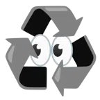 recycling symbol + eyes