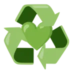 recycling symbol + green heart