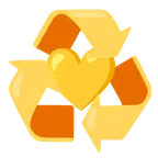 recycling symbol + yellow heart