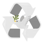 recycling symbol + dove