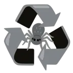 recycling symbol + spider