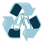 recycling symbol + linked paperclips