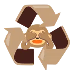 recycling symbol + see-no-evil monkey