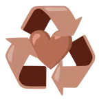 recycling symbol + brown heart