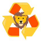 recycling symbol + lion