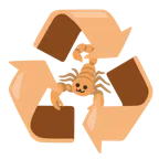 recycling symbol + scorpion