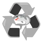 recycling symbol + shark