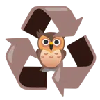 recycling symbol + owl