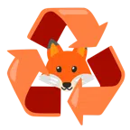 recycling symbol + fox