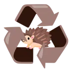 recycling symbol + hedgehog
