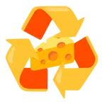 recycling symbol + cheese wedge