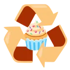 recycling symbol + cupcake